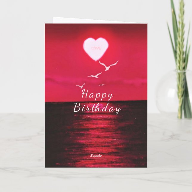 Joyeux coucher de soleil de carte d'anniversaire - (Dos)