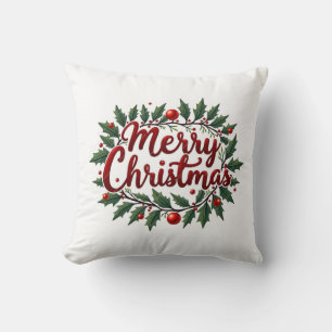 Joyeux Coussin de couronne de Noël
