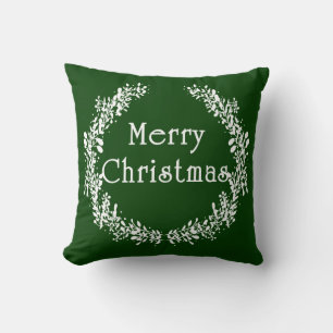 Joyeux Coussin de Noël vert et blanc