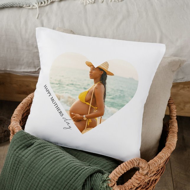Joyeux Coussin de photos du coeur de la fête des m (Créateur téléchargé)