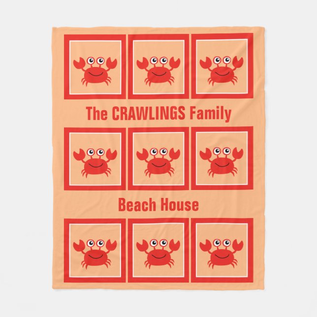 Joyeux Crabe couvertures de toison personnalisées (Devant)