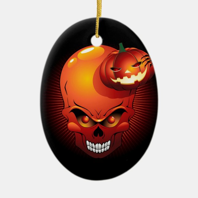 Joyeux crâne d'Halloween et ornement Citrouille (Devant)