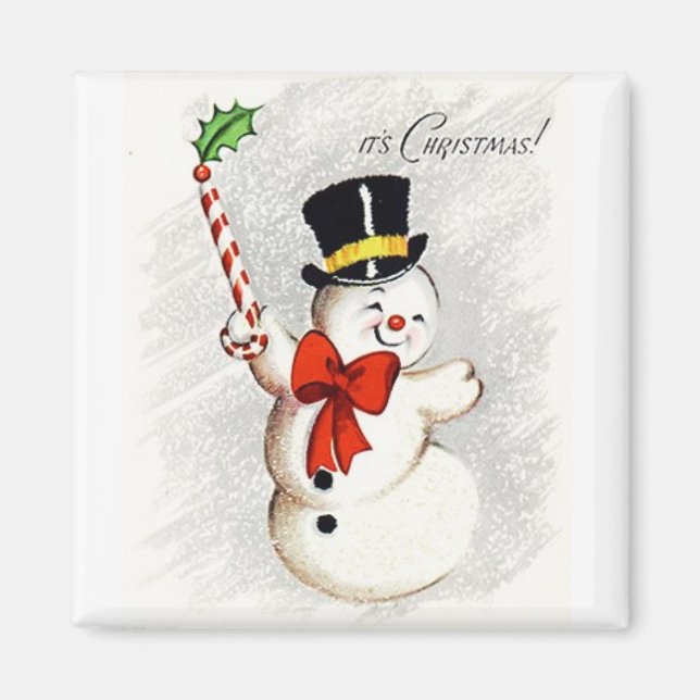 Joyeux Danser Snowman Magnet Vintage (Devant)