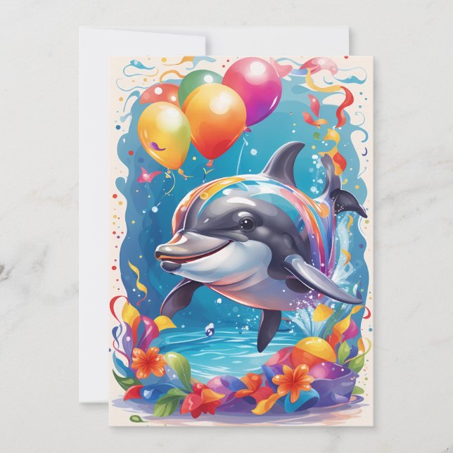 Joyeux dauphin souriant et célébrant | Carte (Devant)
