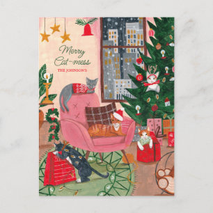 Joyeux désordre de chats pour Noël Carte de vacanc