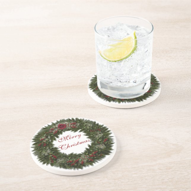 Joyeux Dessous de verre de couronne de Noël (Côté)