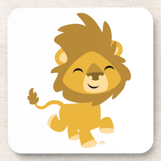 Joyeux Dessous de verre de lions caricaturaux (Devant)