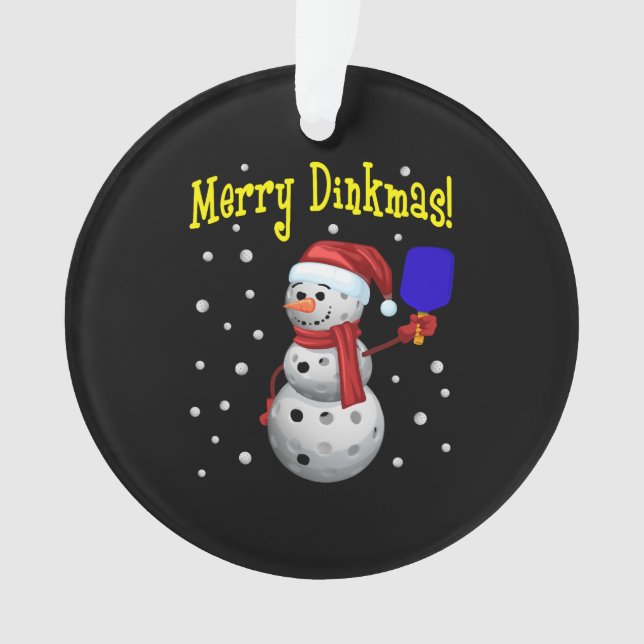 Joyeux Dinkmas ! Pickleball Snowman cadeau de Noël (devant)