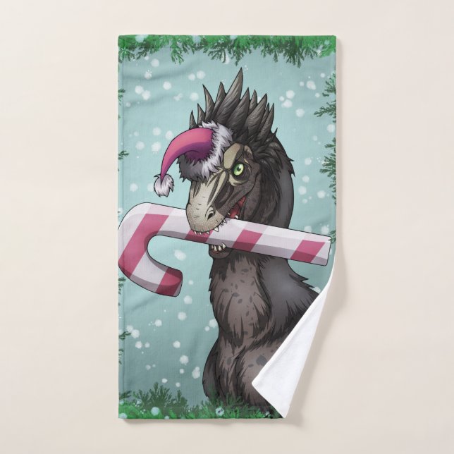 Joyeux dinosaure de Noël (Serviette à main)