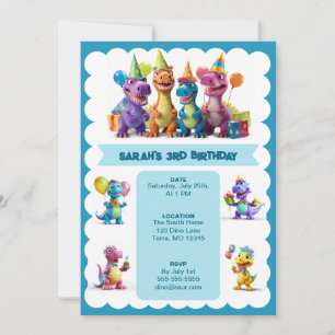 Joyeux Dinosaures Invitation Anniversaire