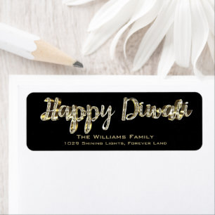 Joyeux Diwali Chic Black and Gold Letting Script