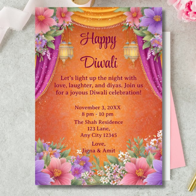 Joyeux Diwali Lampes de cartes de vacances légère  (Créateur téléchargé)
