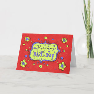 Joyeux Doodle Red Girly Carte de voeux