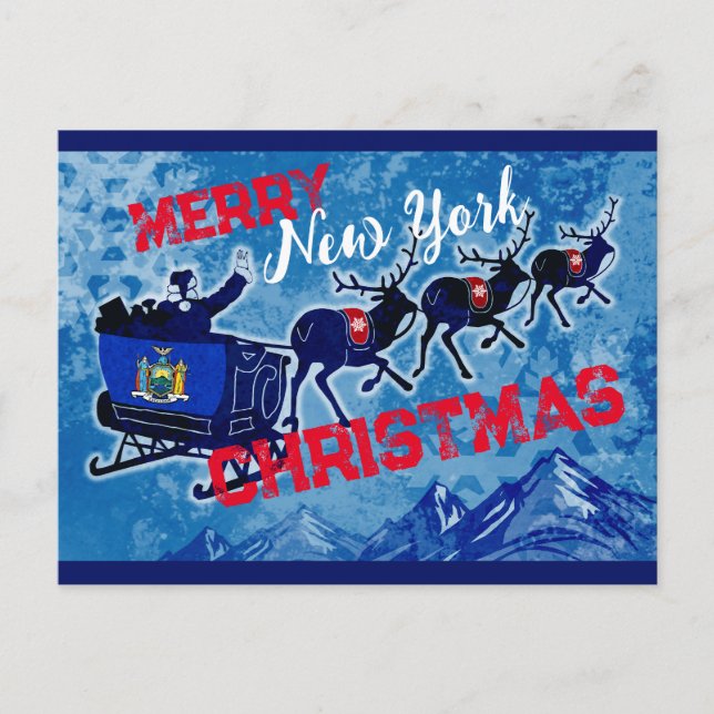 Joyeux drapeau de New York carte postale de Noël (Devant)