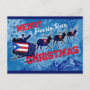 Joyeux drapeau Porto Rico carte postale de Noël