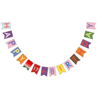 joyeux drapeaux de bunting 17e anniversaire