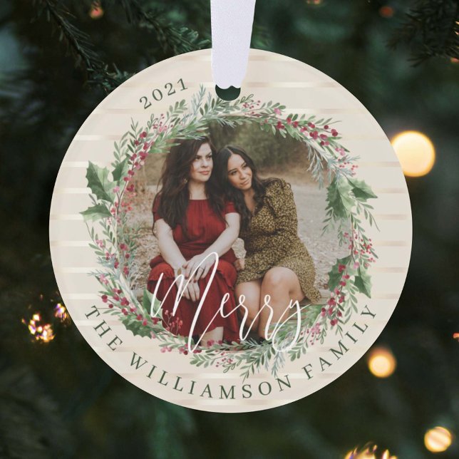 Joyeux Elegant Festif Aquarelle Wreath Two Photo (Créateur téléchargé)