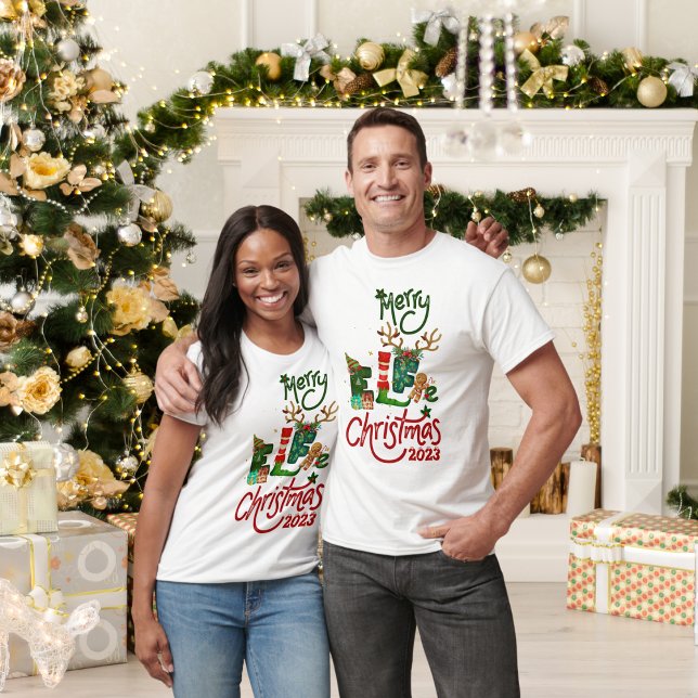 Joyeux Elfie Noël 2023 T-shirt de base homme (Créateur téléchargé)