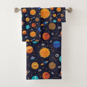 Joyeux ensemble de serviettes Planètes