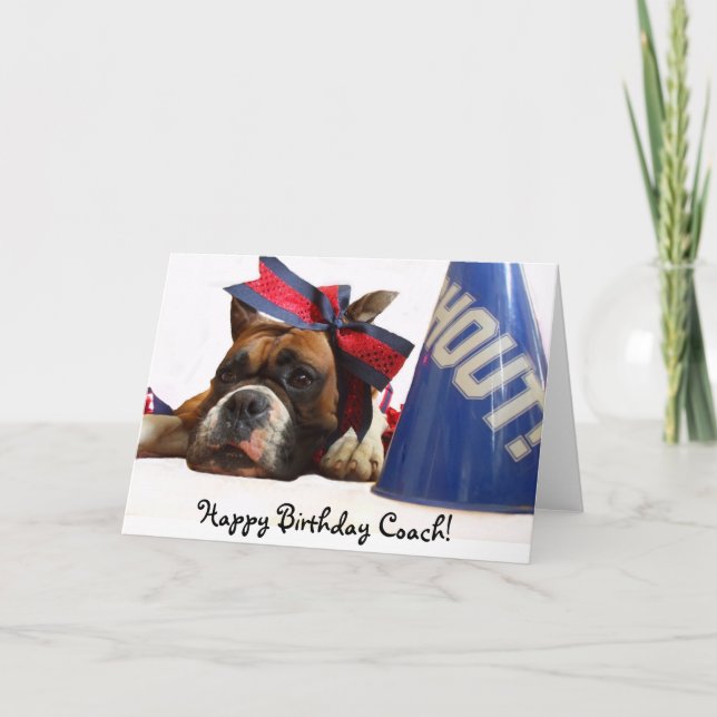 Joyeux entraîneur d'anniversaire Cheer boxer carte (Devant)