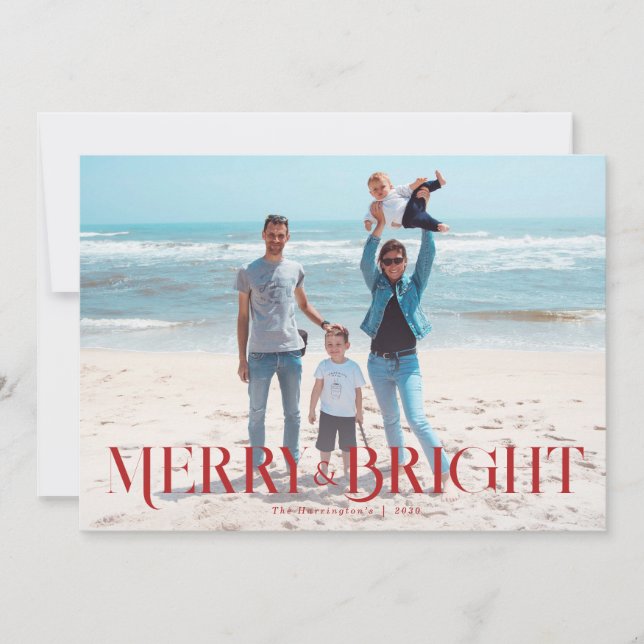 Joyeux et brillant Carte photo de Noël minimal (Devant)