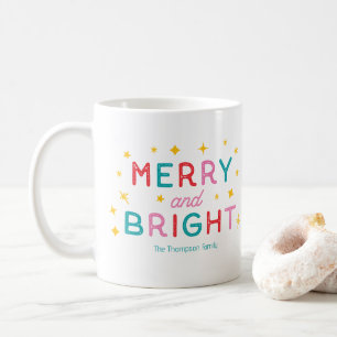 Joyeux et brillant couleur Nom rétro Mug de Noël