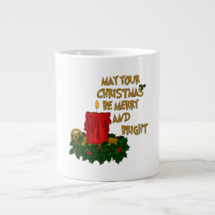 Joyeux et brillant rouge Noël bougie Mug