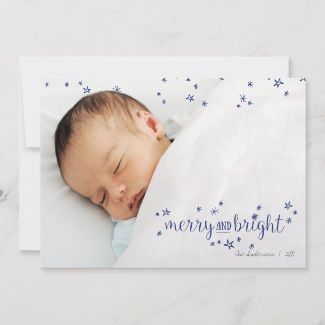 Joyeux et brillant Star Noël Carte photo de vacanc (Devant)