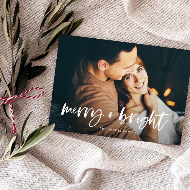 Joyeux et lumineux | Carte magnétique photo de Noë (A magnetic holiday Christmas card with your favorite photo)