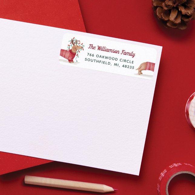 Joyeux et lumineux | Chandail de Noël Dachshund Do (Merry & Bright | Dachshund Dog Christmas Sweater Label)