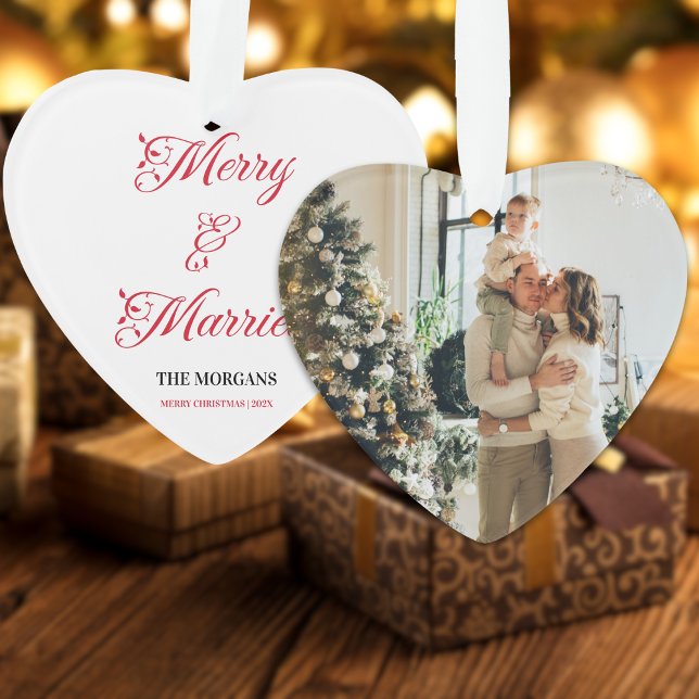 Joyeux et marié Noël Famille Ornement photo (Créateur téléchargé)