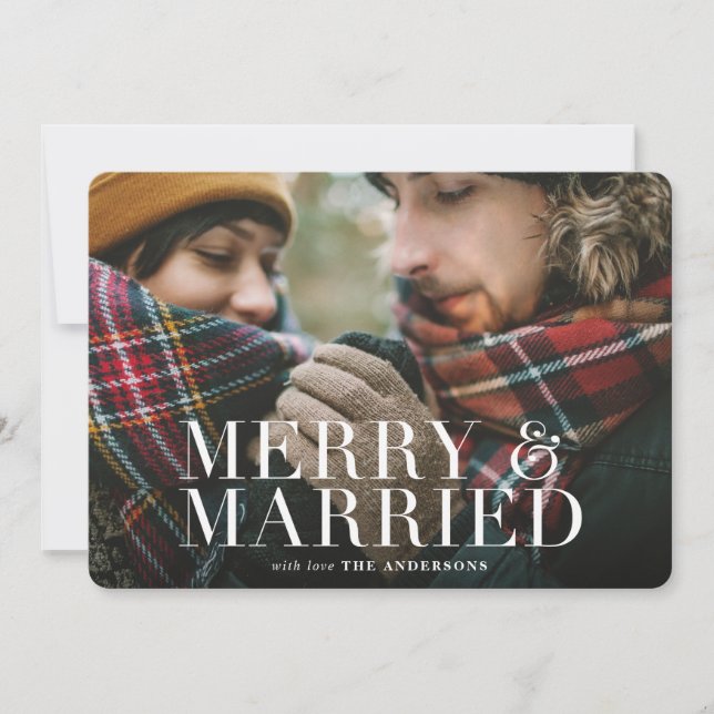 Joyeux et marié rouge plaid carte photo (Devant)