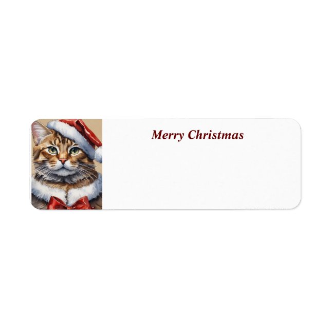 Joyeux étiquette de adresse de chat Noël (Devant)