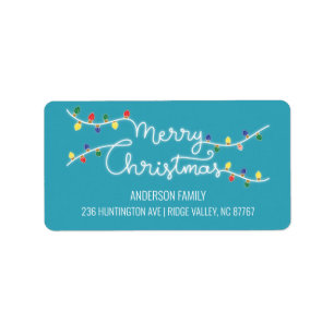 Joyeux Étiquette de adresse de Noël Turquoise