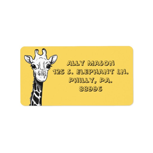 Joyeux Étiquettes de adresse de Giraffe (Devant)