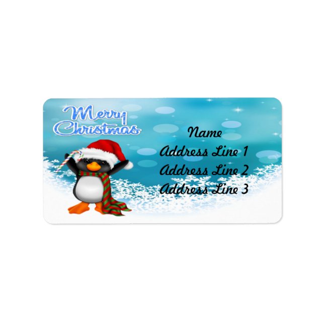 Joyeux Étiquettes de adresse de pingouin de Noël (Devant)