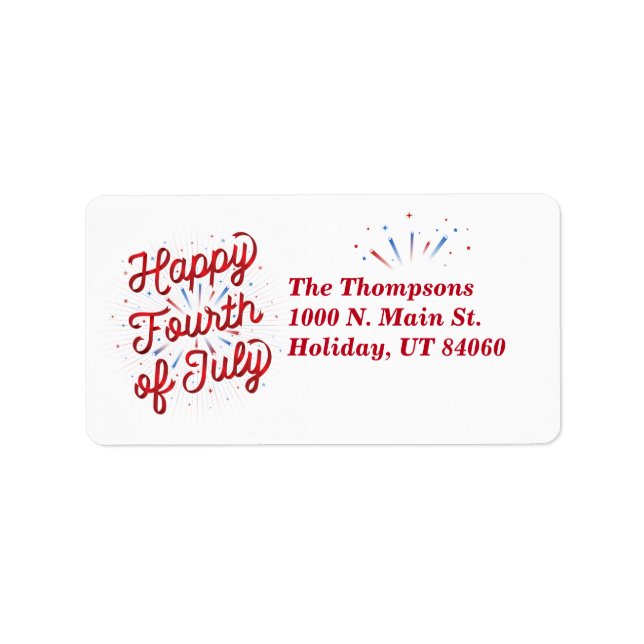 Joyeux Étiquettes de retour d'adresse 4 juillet (e (Devant)