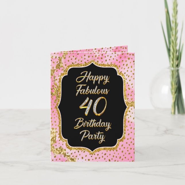 Joyeux Fabuleux 40e Anniversaire Carte de note pli (Devant)