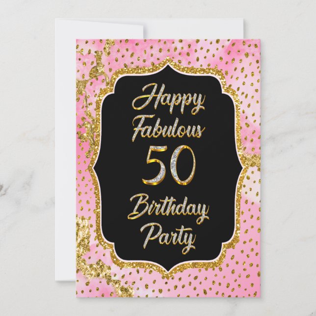 Joyeux Fabuleux 50e anniversaire Invitation Party (Devant)