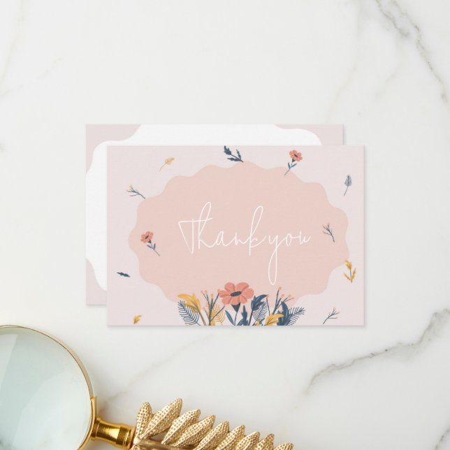 Joyeux Faire-part de mariage Florale Merci Cartes (Devant/Arrière en situation)