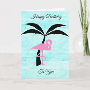 Joyeux Flamant rose d'anniversaire et carte Palm T