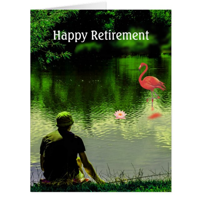 Joyeux Flamant rose de retraite et pêche humaine s (Devant)