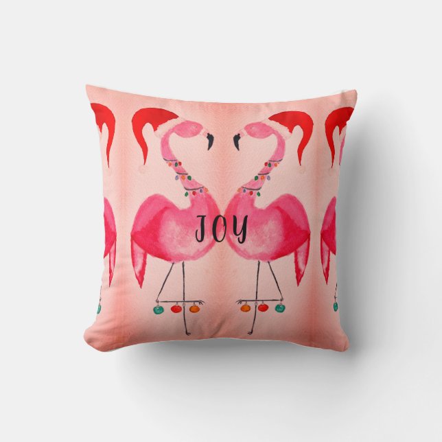 Joyeux Flamant rose Oreiller de Noël (Recto)