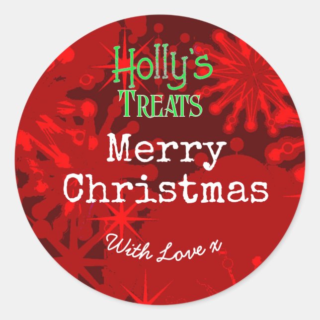 Joyeux flocon de Noël étiquette rouge (Devant)