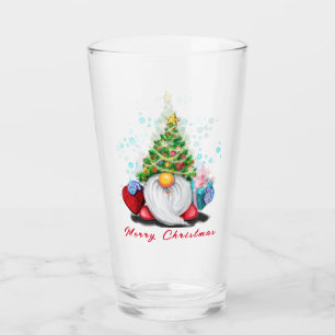 Joyeux Gnome avec cadeau de verre de Noël