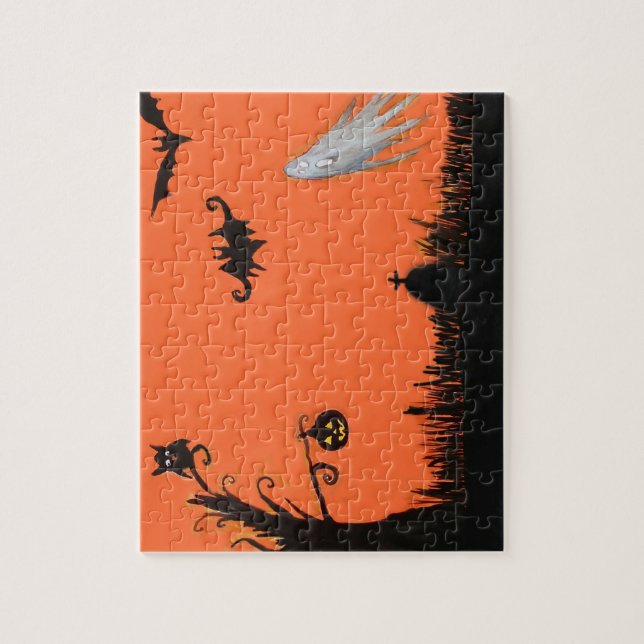 Joyeux Halloween Arbre Fantôme Puzzle avec boîte c (Vertical)