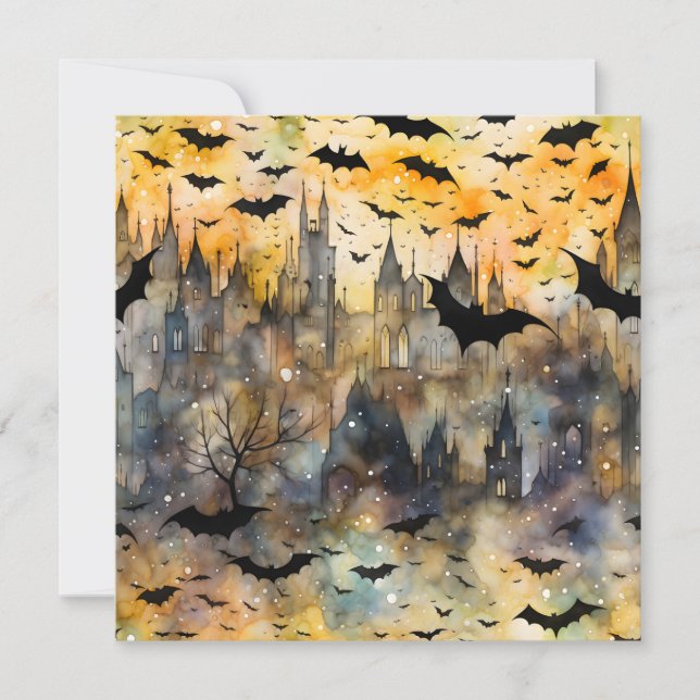 Joyeux Halloween Carte Chauves-Souris (Devant)
