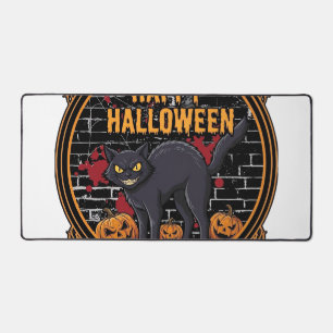 Joyeux Halloween Chat Noir Citrouilles Os_1