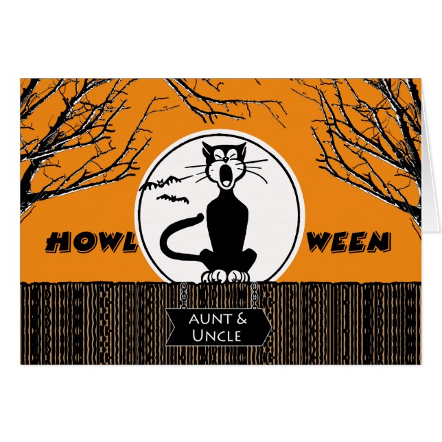 Joyeux Halloween pour Tante et Oncle, Chat Scaredy (Devant horizontal)