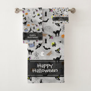 Joyeux Halloween Random Iconic Motif Grunge Gris